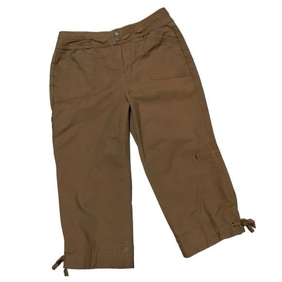 Coldwater Creek Pants - Coldwater Creek Women's Multi-Pockets Cropped Drawstring Hem Cargo Pants P4
